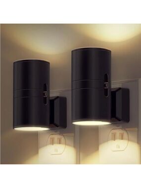 Modern Cylindrical Wall Sconce Pair in Matte Black